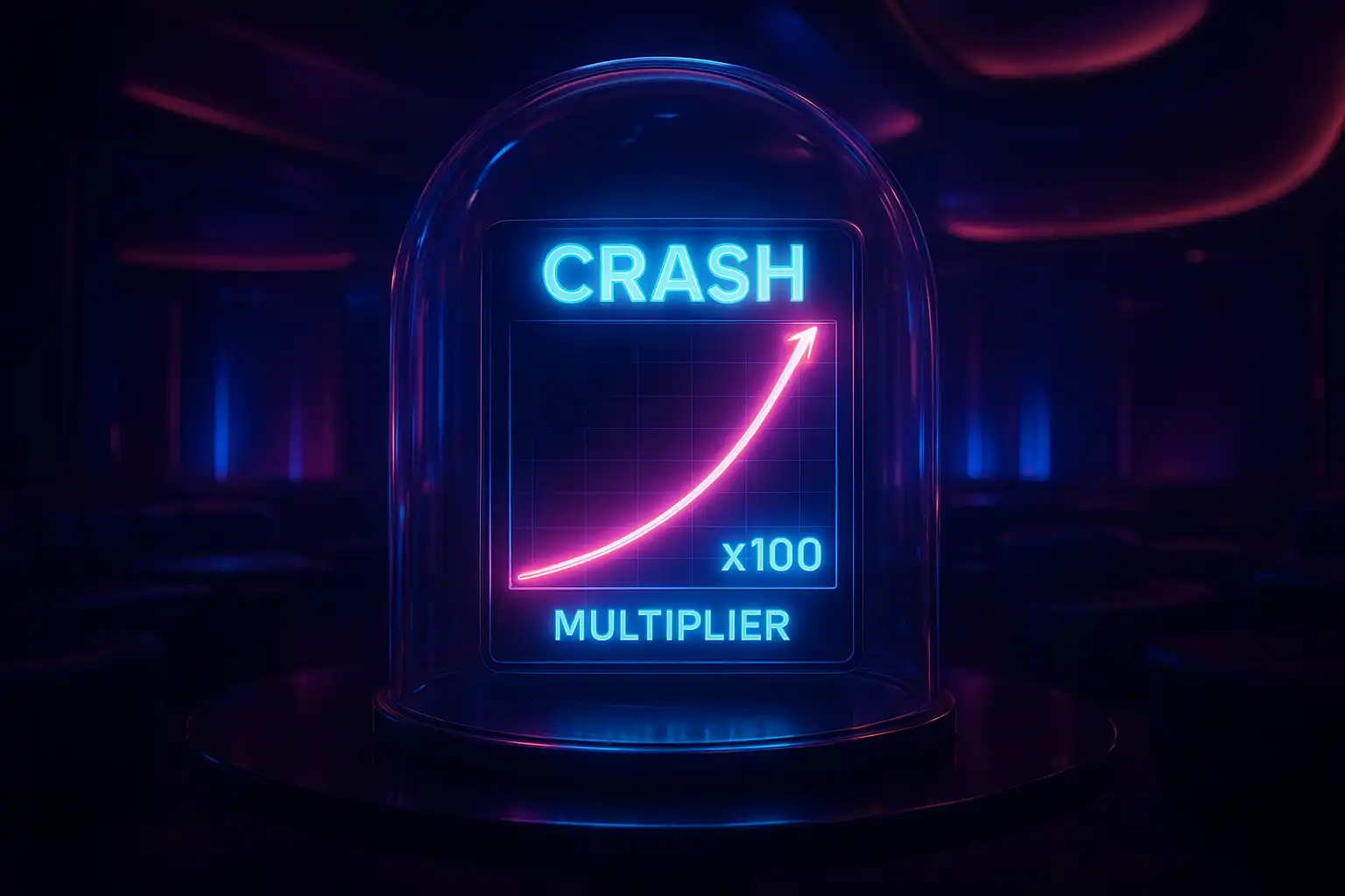 Neon multiplier curve rising on a crash game screen inside the summit dome casino