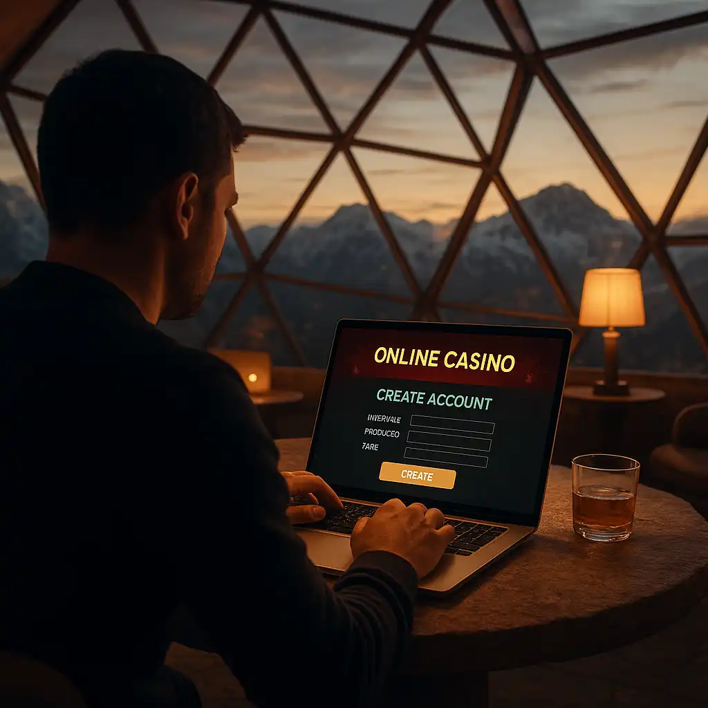 Player creating a BetArenas account on a laptop